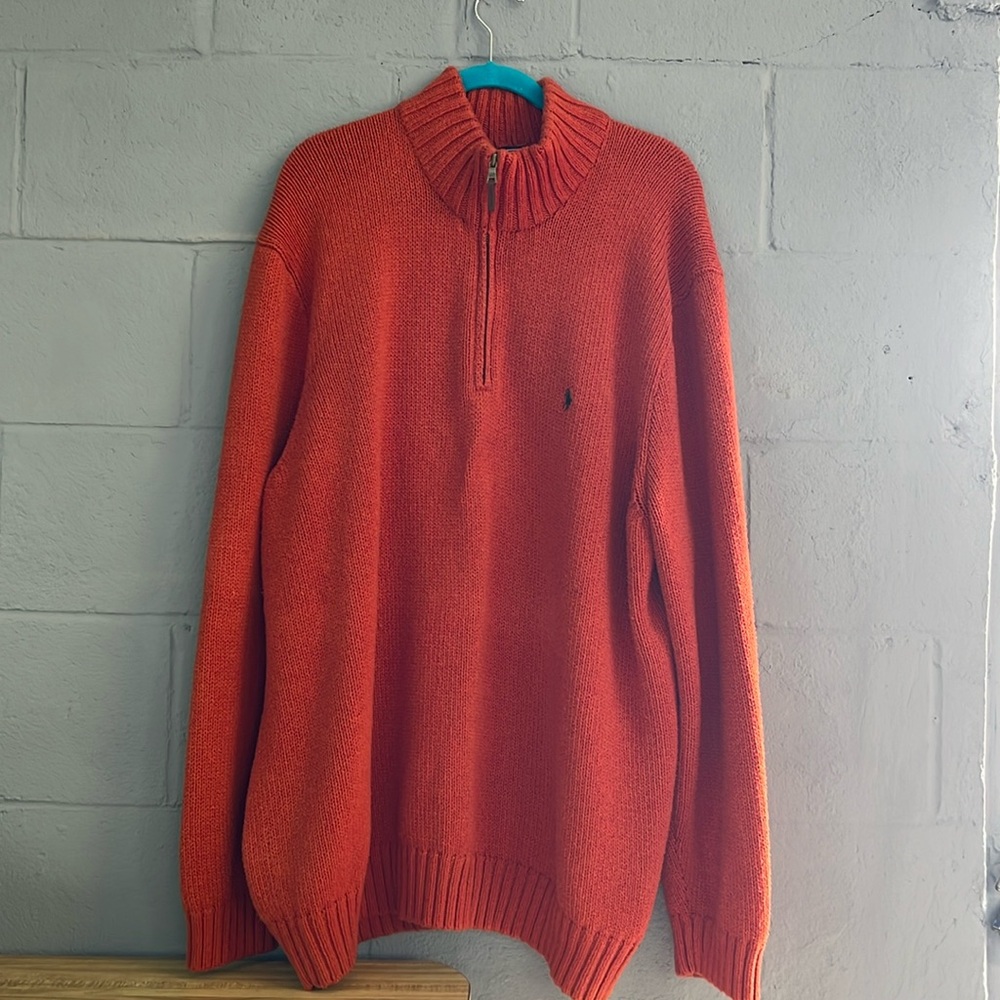 4XL Polo Men’s Sweater. Color: Orange